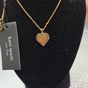 Kate Spade Gold Heart Necklace with Rainbow Accents